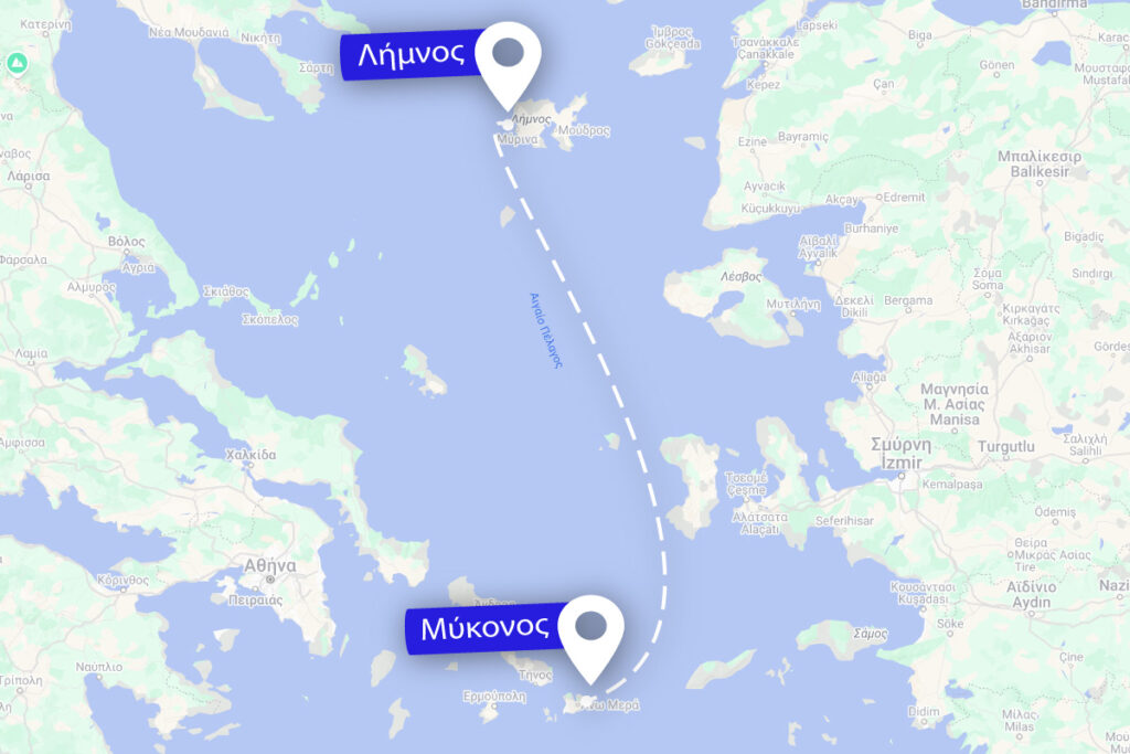 δρομολόγιο Μύκονος - Λήμνος